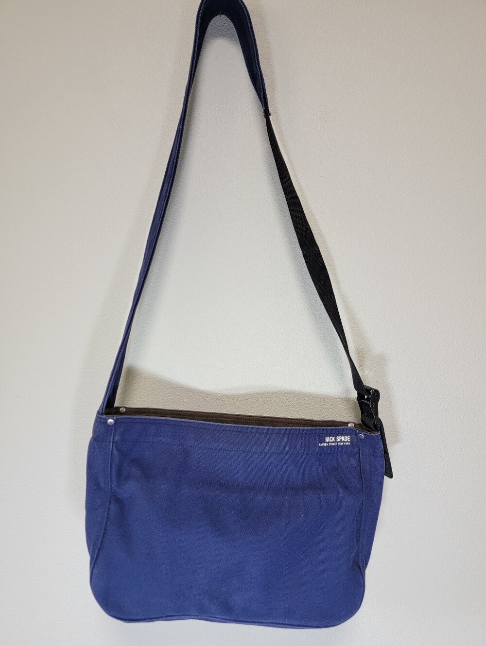 Vintage Jack Spade Warren Street Canvas Crossbody Messenger Bag Navy